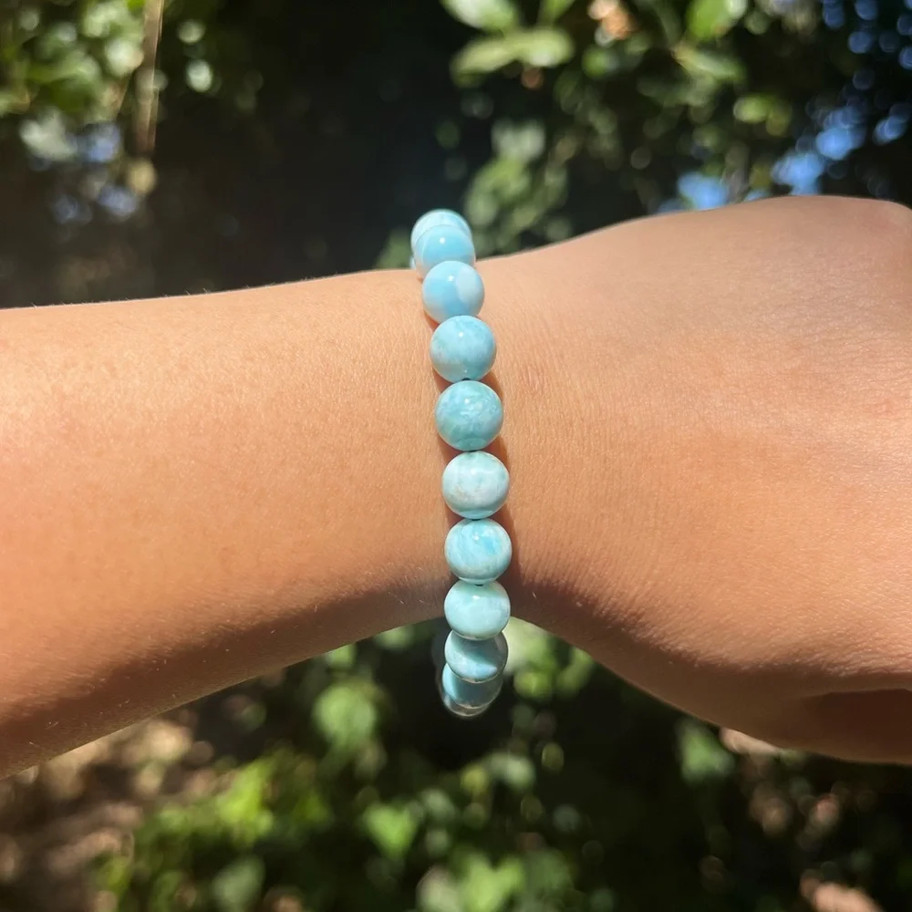8.5mm stretchable‎ Larimar bracelet